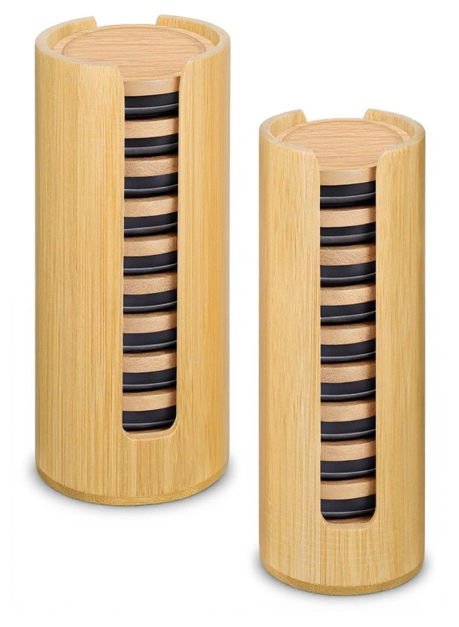 Exclaith 2 Pcs Mason Jar Lid Organizer, 2 Size Bamboo Mason Jar Lids Storage, Vertical Masons Jars Lid Storage, Bamboo Cup Lids Organizer, Stackable Steady for Kitchen Countertop Cupboard - Image 1